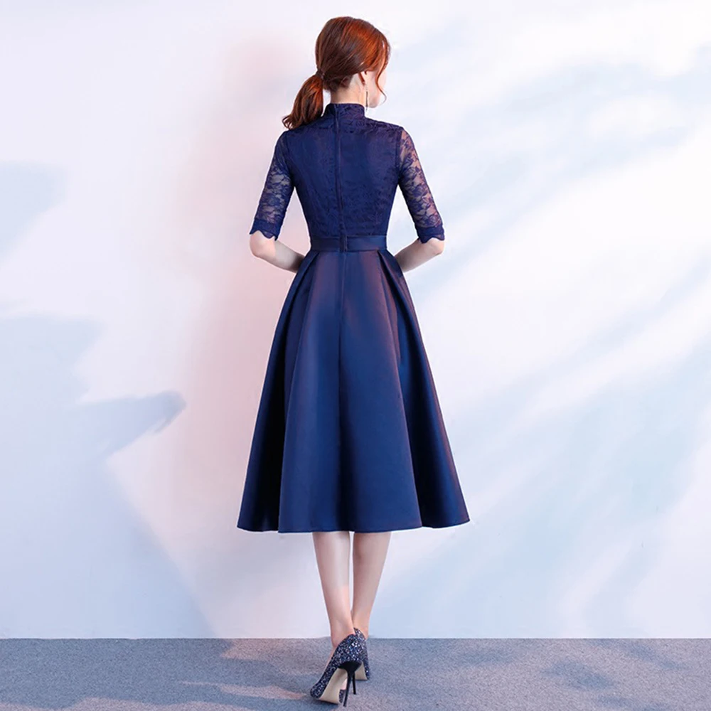DongCMY выпускное платье Новое короткое desgin женское элегантное вечернее модное платье больших размеров темно-синее платье