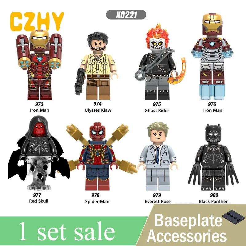 

Set sale lEGoe minifigured Red Skull Spider-man Everett Rose Black Panther Ulysses Klaw Ghost Rider Blocks Heroes Toys X0221