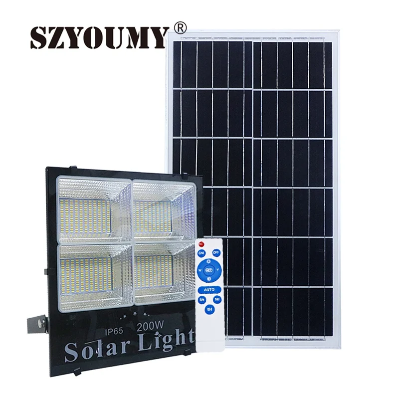 

SZYOUMY Outdoor Floodlight Solar Led Flood Light Reflector IP65 120W 200W LED Spotlight 6V Led Solar Panel Floodlight