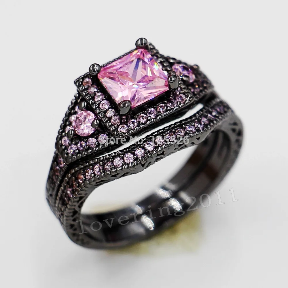 Choucong Marca Amantes Sapphrie 5A ZIRCON Piedra 10KT Oro Negro Lleno 2 