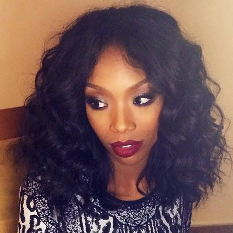 

Short Human Hair Middle Part Bob Wigs 100% Brazilian Full Lace Wig Glueless Lace Front Bob Human hair Wig  For Black Women
