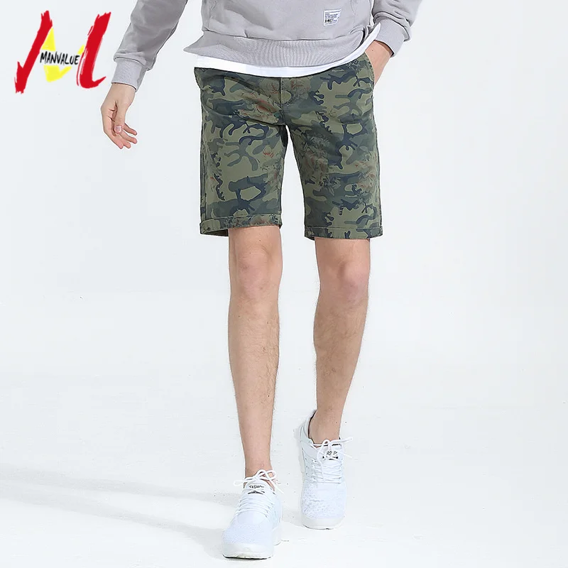 MANVALUE мужские летние Новые камуфляжные повседневные шорты длиной до колена, европейский и американский стиль, простые мужские шорты
