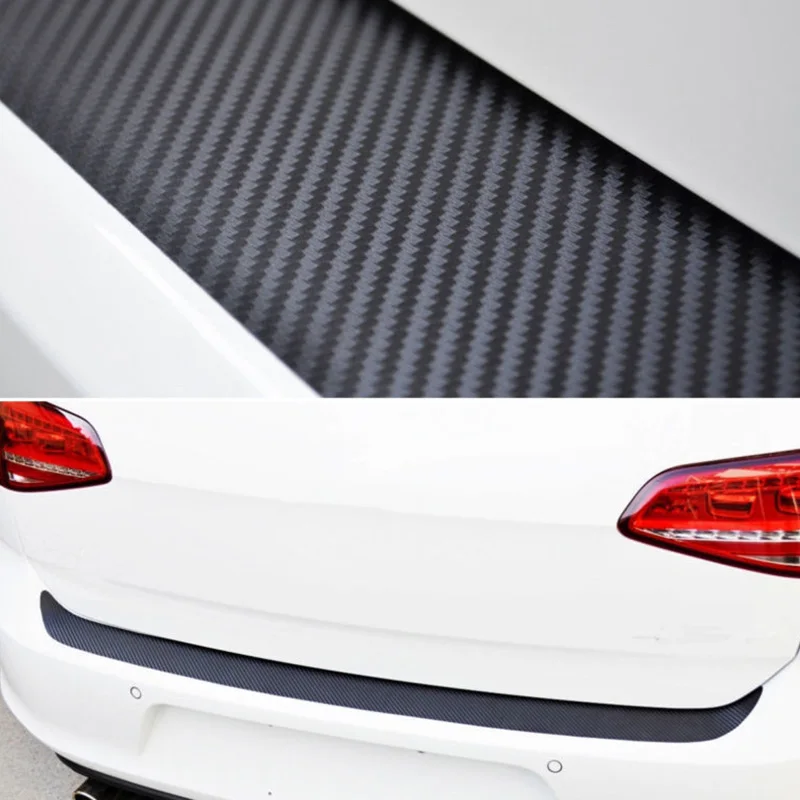 Auto Rear Bumper Trunk Tail Lips Protection Car Decal Sticker 4D Carbon Fiber