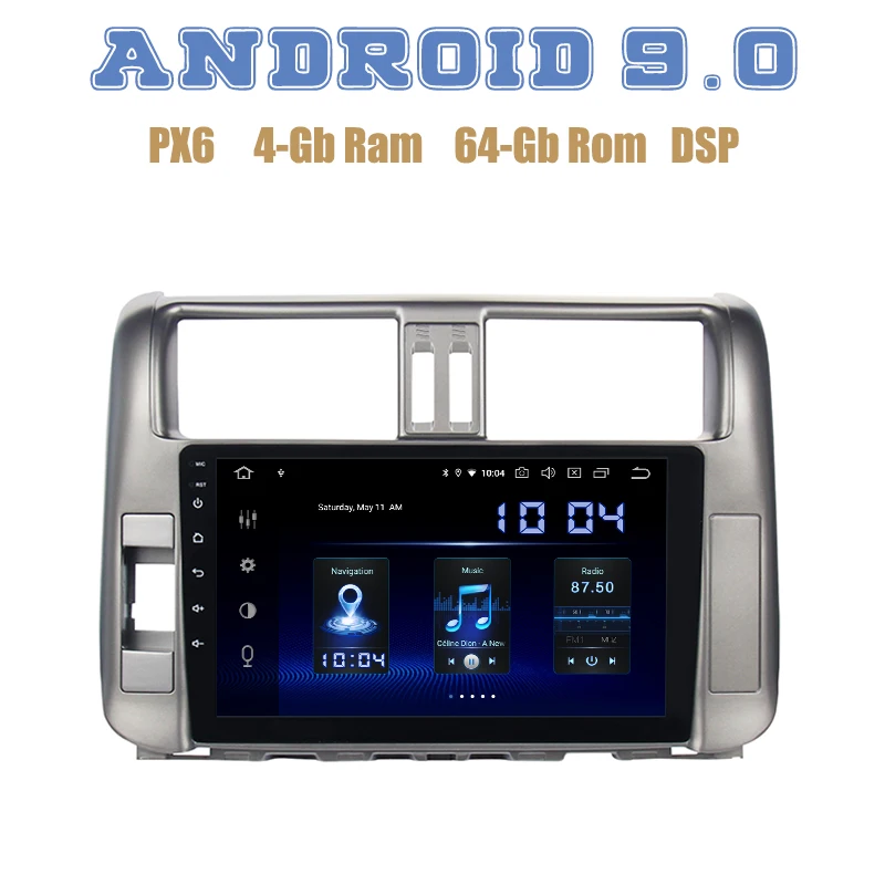Perfect 10.2" IPS for toyota prado 150 2010 2011 2012 2013 PX6 Android 9.0 Car GPS Radio player with DSP 4+64GB wifi 4g usb Auto Stereo 0