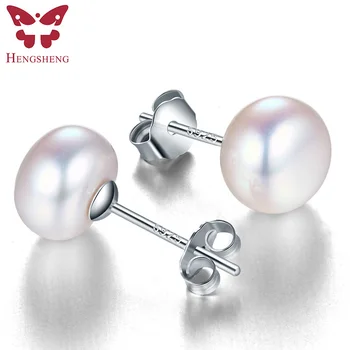 100% genuine freshwater pink pearl earrings fashion jewelry silver stud earrings for women super deal with gift box 2018 new