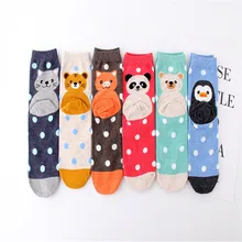 Мультяшный медведь в горошек носки Kawaii кошка панда Тигр Пингвин милые забавные новые женские хлопковые носки весна и осень