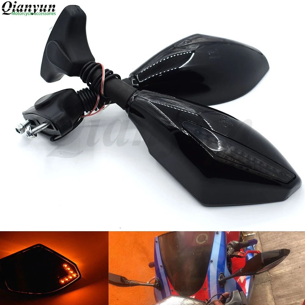 

Universal Motorcycle LED Steering Light Flash Rearview Mirror Side View Mirror For Yamaha FZ6 FAZER FZ6R FZ8 FZ1 FAZER XJ6