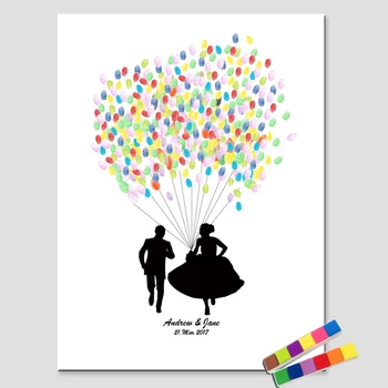 

Personalize Couple's Names Date Creative Canvas Prints For Fingerprint Guest Book For Wedding Decoration Wedding Gift Favors