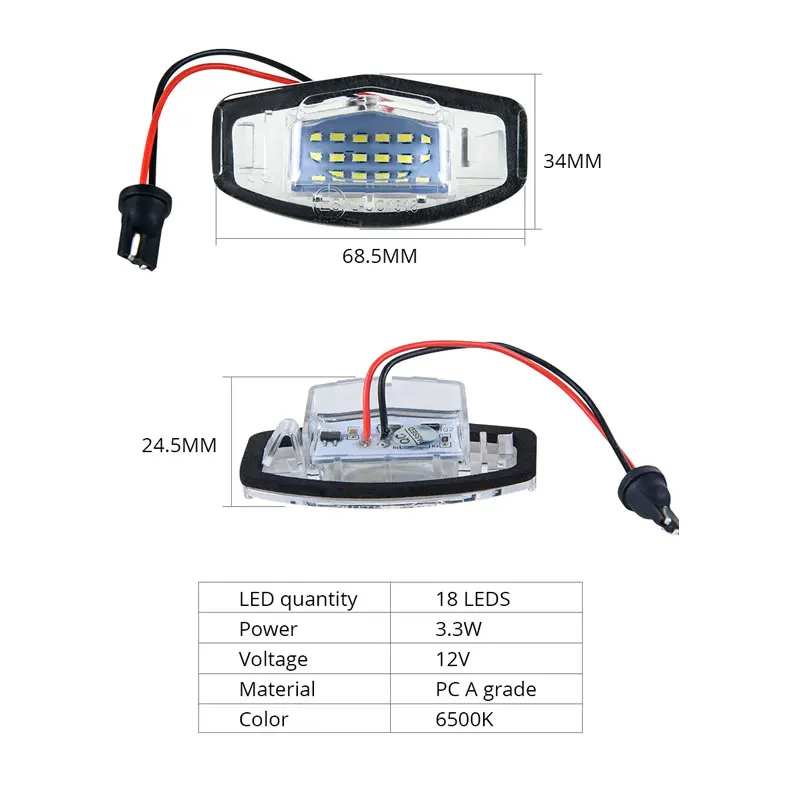 12V автомобильный Стайлинг 18 SMD чипы Светодиодные номерные знаки для Honda Для Civic VII4