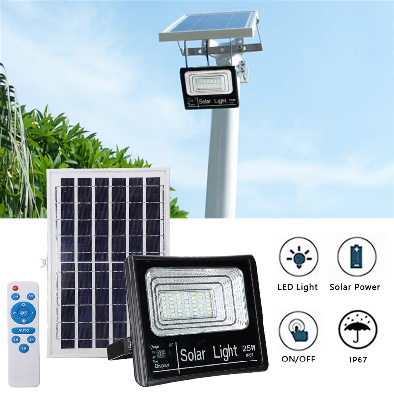 

25W Solar Light 42Leds Solar Wall Light Garden Floodlight Lighting and Remote Control Led Spotlight Outdoor Waterproof IP67