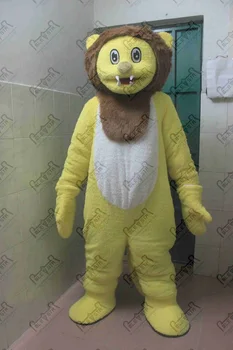

brown hair lion mascot costume yellow fur plush wild animal costumes