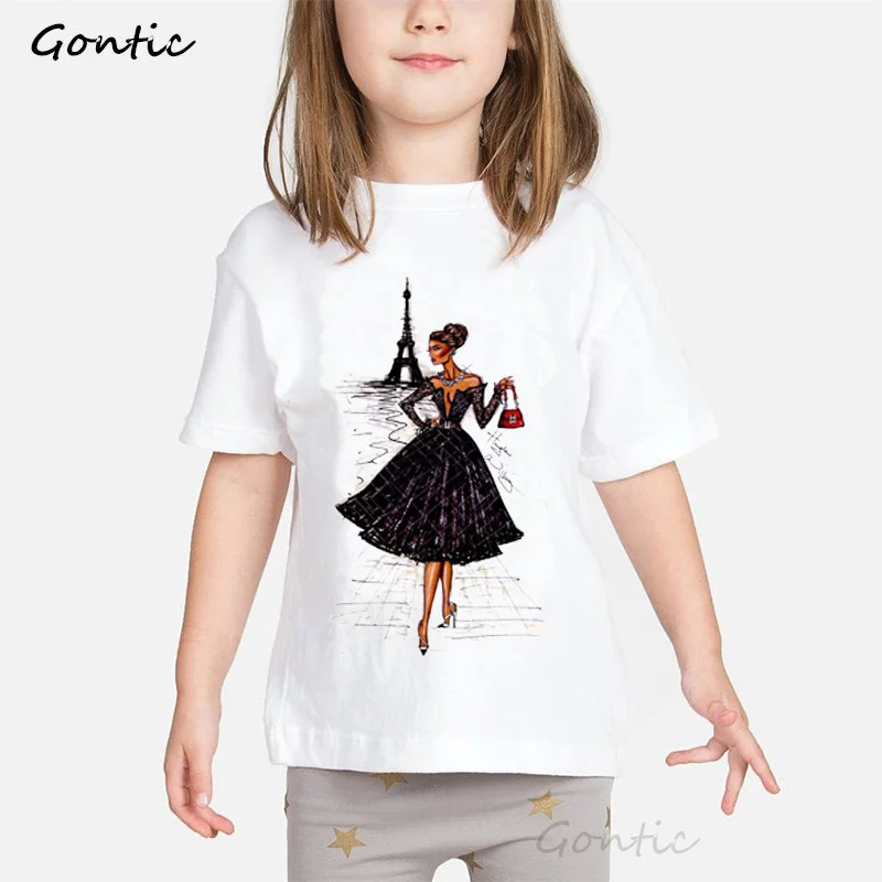 

VOGUE Letter Print Girls T Shirt Cartoon Funny Casual Kids Clothes Summer Harajuku VOGUE Beauty 3d Print tshirt White Baby Tops