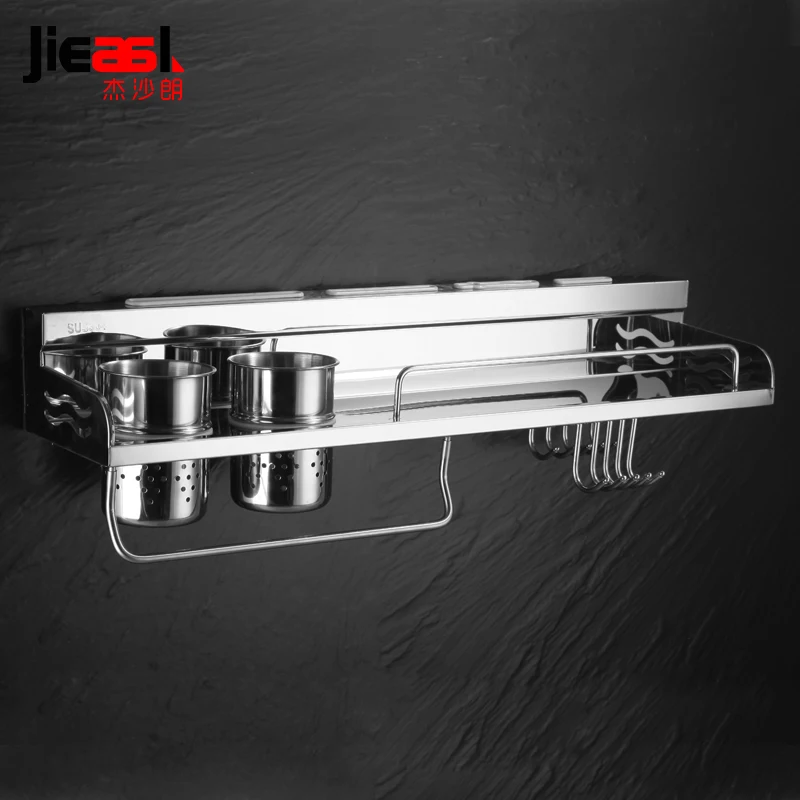  Monolayer 304 Stainless Steel Kitchen Shelf Seasoning Rack Kitchen Wall Hanging Storage Turret Supp - 32844601710