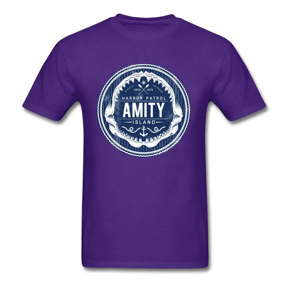 amity island harbor patrol 5997 Funny Men T-Shirt Round Collar Short Sleeve Pure Cotton Tops Shirts Customized Tee-Shirts amity island harbor patrol 5997 purple