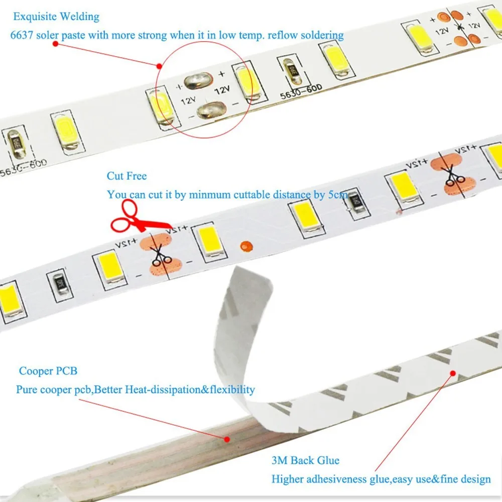 Корейский импортный чип супер яркий 120 светодиодный s/m 5 м DC12V SMD5630 не водонепроницаемая гибкая светодиодная лента ярче, чем 5050,2835