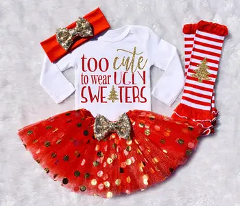 

customize winter Christmas birthday Long Sleeve bodysuit onepiece Tutu shirt legwarmers toodles Outfit baby shower party favors