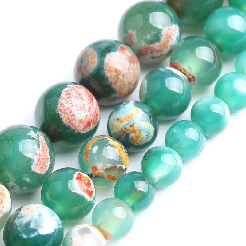 10MM GREEN AGATE GEMSTONE GREEN FACETED ROUND 10MM LOOSE BEADS 8/"