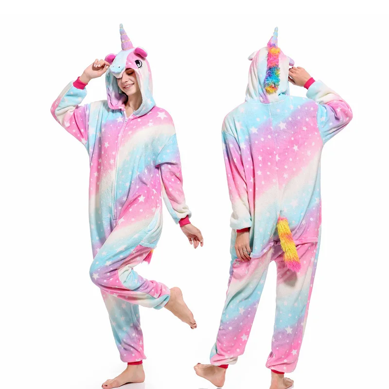 Аниме Пижамные наборы Теплые сиськи для взрослых Мужчины Женщины Unicornio Мультфильм Косплей Стежок Пикачу Тоторо Динозавр Панда Пижама женская домашний костюм пижама единорог одежда для дома