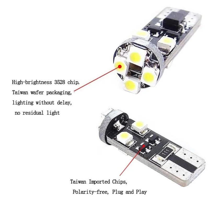 4 шт. T10 8SMD Автомобильные светодиодные клиновидные лампы Canbus боковые лампочки W5W 501