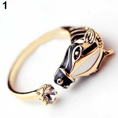 Bluelans модные кольца в виде животных, голова лошади, кристалл, женское регулируемое кольцо, модные ювелирные изделия
