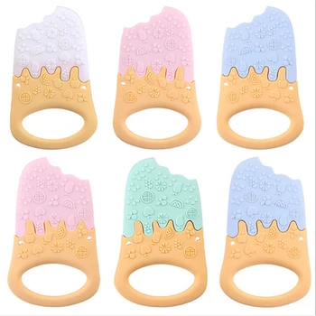 

Baby Molar Silicone Teether Tooth Hand Ring Ice Cream Feeding Educational Toys Pacify Comfort Bite Teether Toys For Children