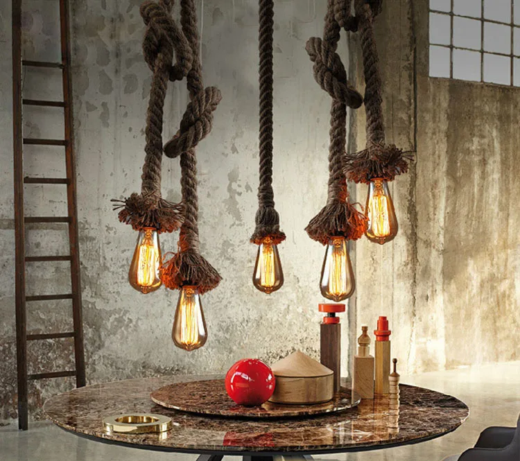 Creative Diy Retro Rope Pendant Light Loft Vintage Lamp Restaurant Creative Diy Retro Rope Pendant Light Loft Vintage Lamp Restaurant Bedroom Diningroom Hand Knitted Hemp In Lights From