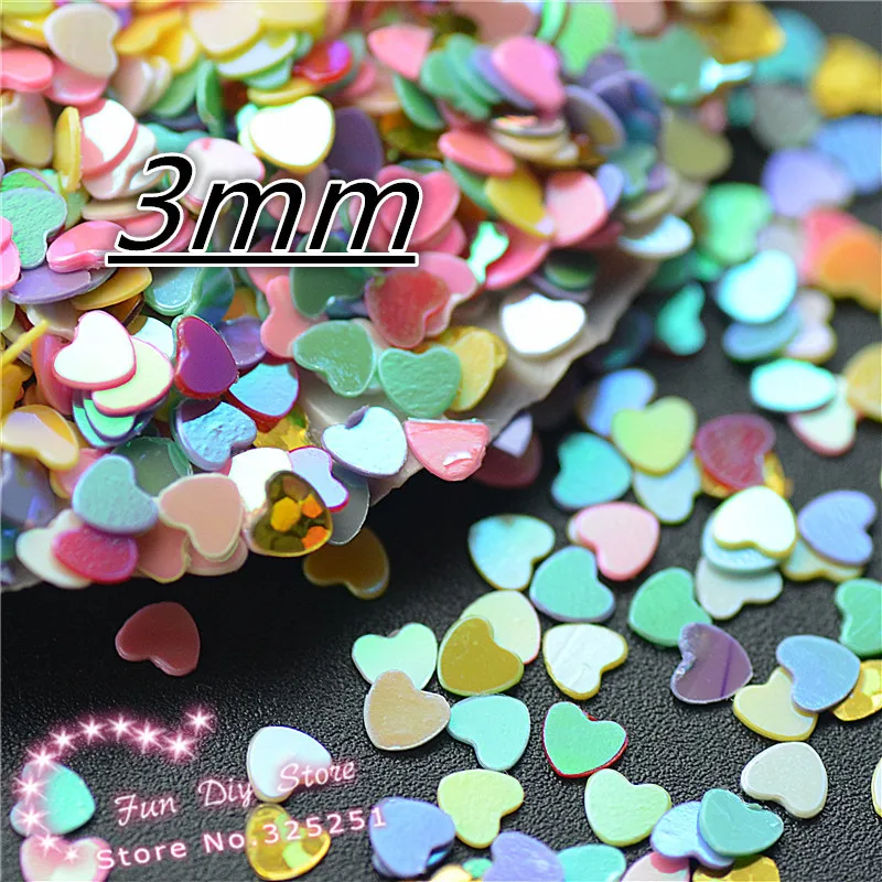 

5000pcs/lot 3mm shiny heart laser paillette decoration multicolor craft free shipping