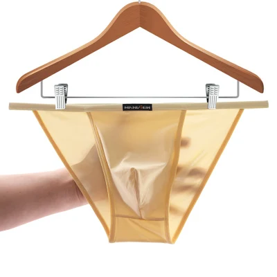 Male fork rims translucent panties Brief  male Ice Silk Low waist U Convex Design Underwear men 1732 5