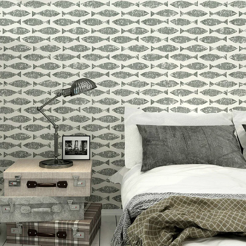 

Samaki Fish Wallpaper Blue Grey Modern Design Wall Paper Roll Art Wall Decor Feature Wallpaper For Walls
