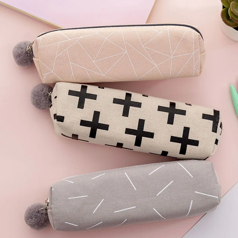 Чехол для карандашей, плюшевый, для девочек, Pensil Estuches Lapices Etui Pennen Hairball Estuche Escolar Kawaii Small Canvas Trousse Scolaire Stylo