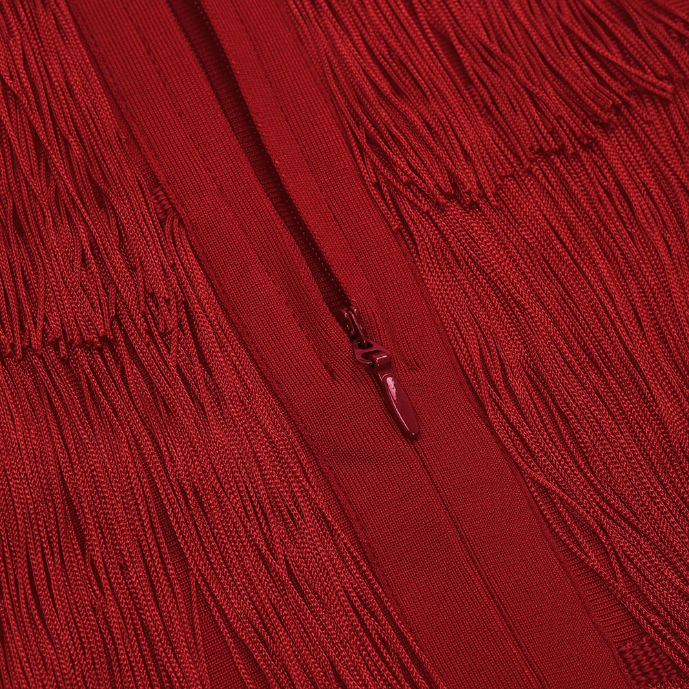 Vestido женское сексуальное Бандажное платье с v-образным вырезом и кисточками черного и красного цвета элегантные Клубные Вечерние платья Vestido