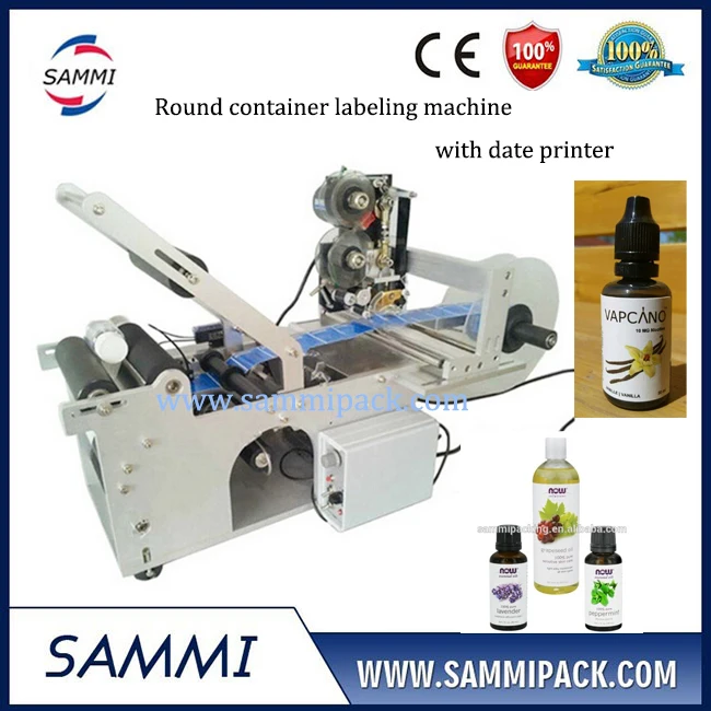 Semi Automatic Round Food Cans Labeling Machine with label date coding 