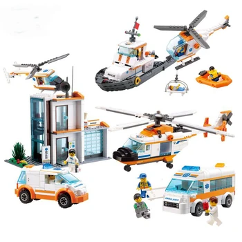 

City Hospital Rescue Center 450 pcs Building Blocks Helicopter Car Model Learning Educational Bricks Toys Child Gift