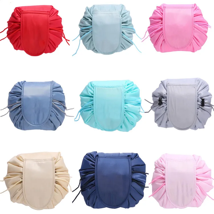 

Fashion New Women Cosmetic Bag For Travel Makeup Bag Drawstring Organizer Make Up Case Solid Storage Pouch Toiletry Wash Bag