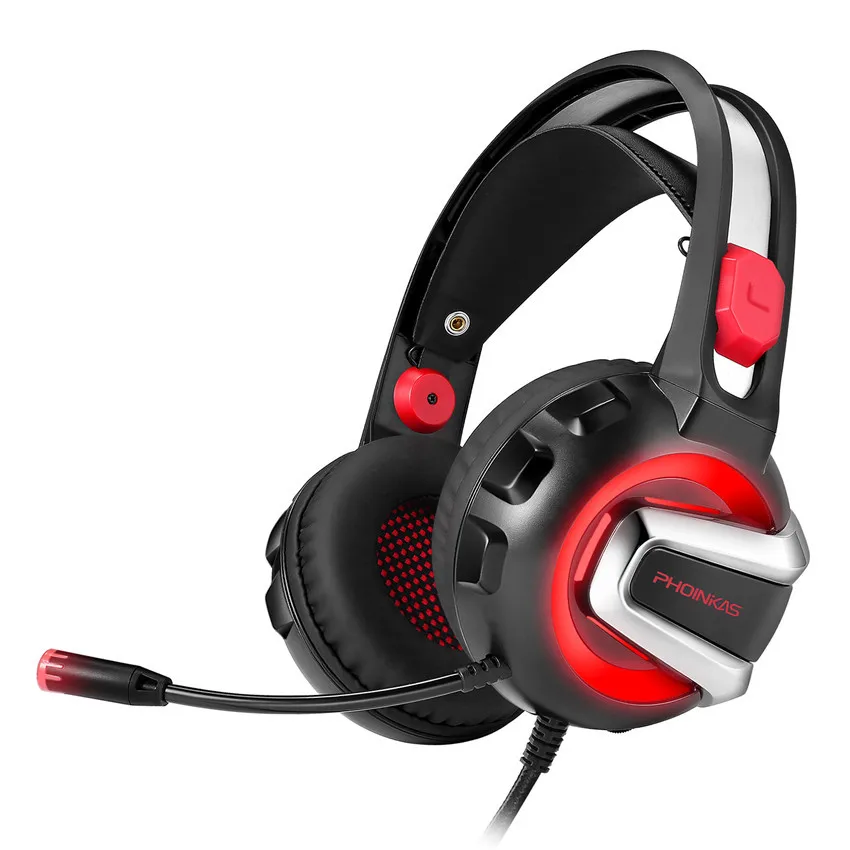 H4 Red No Box KOTION каждый G2000 шлем Игровые наушники лучший PC Gamer стерео гарнитура с микрофоном светодиодный свет для компьютера/ноутбука - Цвет: H4 Red No Box