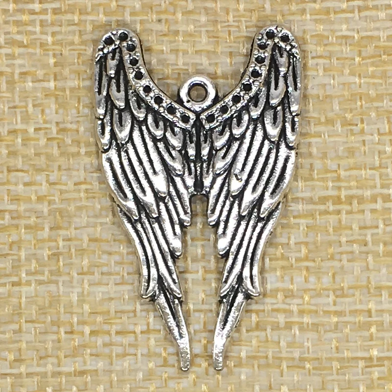 40Pcs 40*24mm Angel Wing Charms Antique Silver Jewelry Making Handmade
