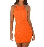Мода женское сексуальное базовое обтягивающие платья с открытой спиной однотонное платье на бретельках без рукавов праздничное мини-платье Ve DD3M - Цвет: orange