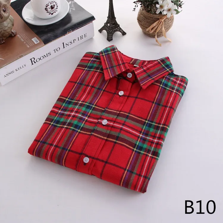 2017 Brand New Fashion Plaid Shirt Female Casual Style Women Blouses Long Sleeve Flannel Shirt Plus Size Cotton Blusas Tops 5XL 26