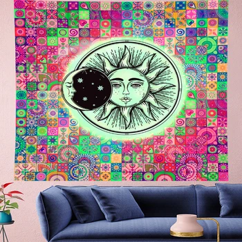 

Sun Witchcraft Tapestry Wall Hanging rose red macrame Psychedelic Throw Rug yoga Blanket Camping Tent Travel Mattress bohemia