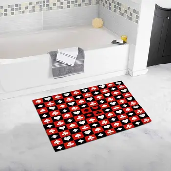 

Chess Board Red Black Bedroom Living Room Bath Mat Non Slip 32 L X 20 W Inches