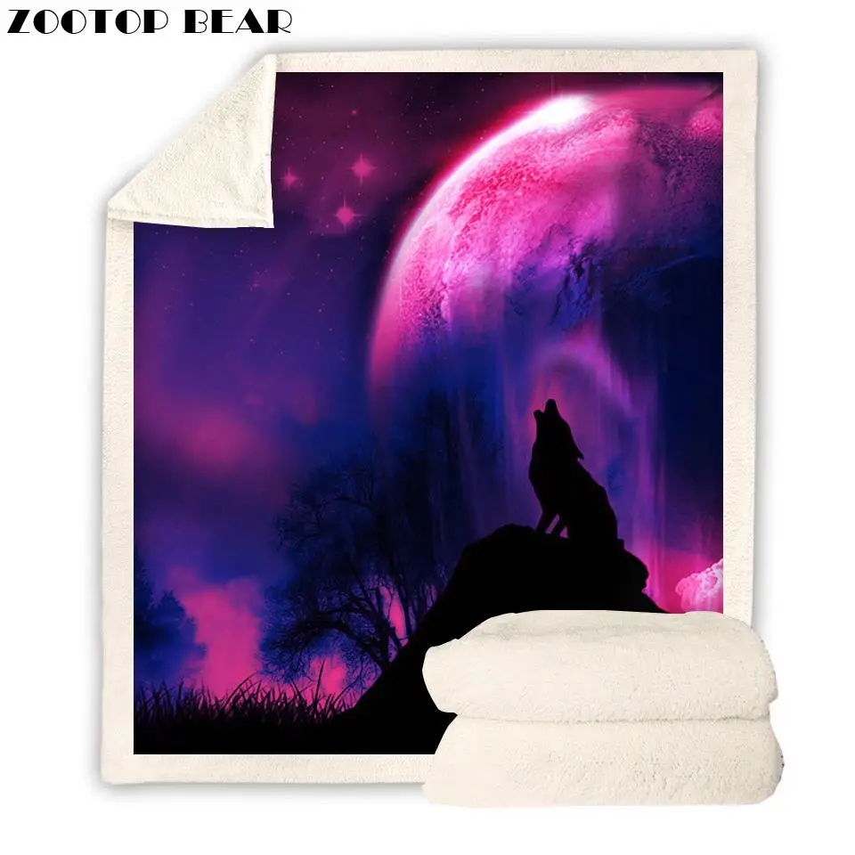 

2019 Spring Blanket 3D Print Fashion Trend Wolf Animal Warm Boy Brand Picnic Kid Beds Office Adult Plush Super Soft Quilt Travel