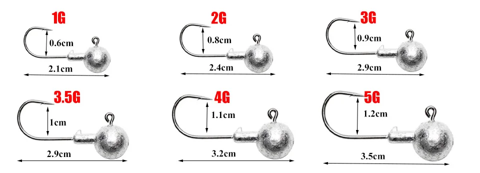 5 шт./лот, свинцовая головка, рыболовный крючок, 1 г-20 г, крючок для мягкой рыбалки, приманка из углеродистой стали, рыболовные крючки, мягкий червь, рыболовные снасти WW1157