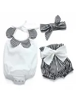 Одежда в полоску для малышей; детские комбинезоны для новорожденных; хлопковые комплекты для малышей без рукавов с лепестками; одежда для