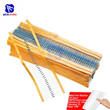 Diymore 100 шт. металлический пленочный резистор 1% 0,25 W 0-10MOhm 1R 10R 100R 220R 1K 1,5 K 2,2 K 4,7 K 10K 22K 47K 100K 1K5 2K2 4k7Ω сопротивления