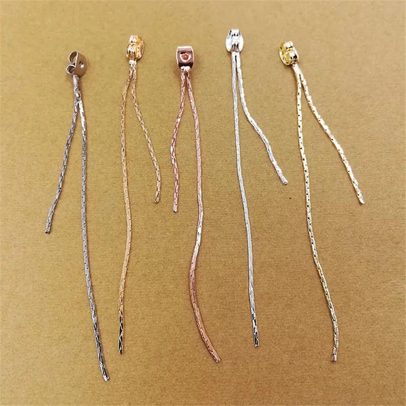 

BASEHOME 10pcs Copper Butterfly Earrings Ear Back 80mm Metal Tassel Fit Stud Earrings Clasp Earring Stopper DIY Ear Accessories