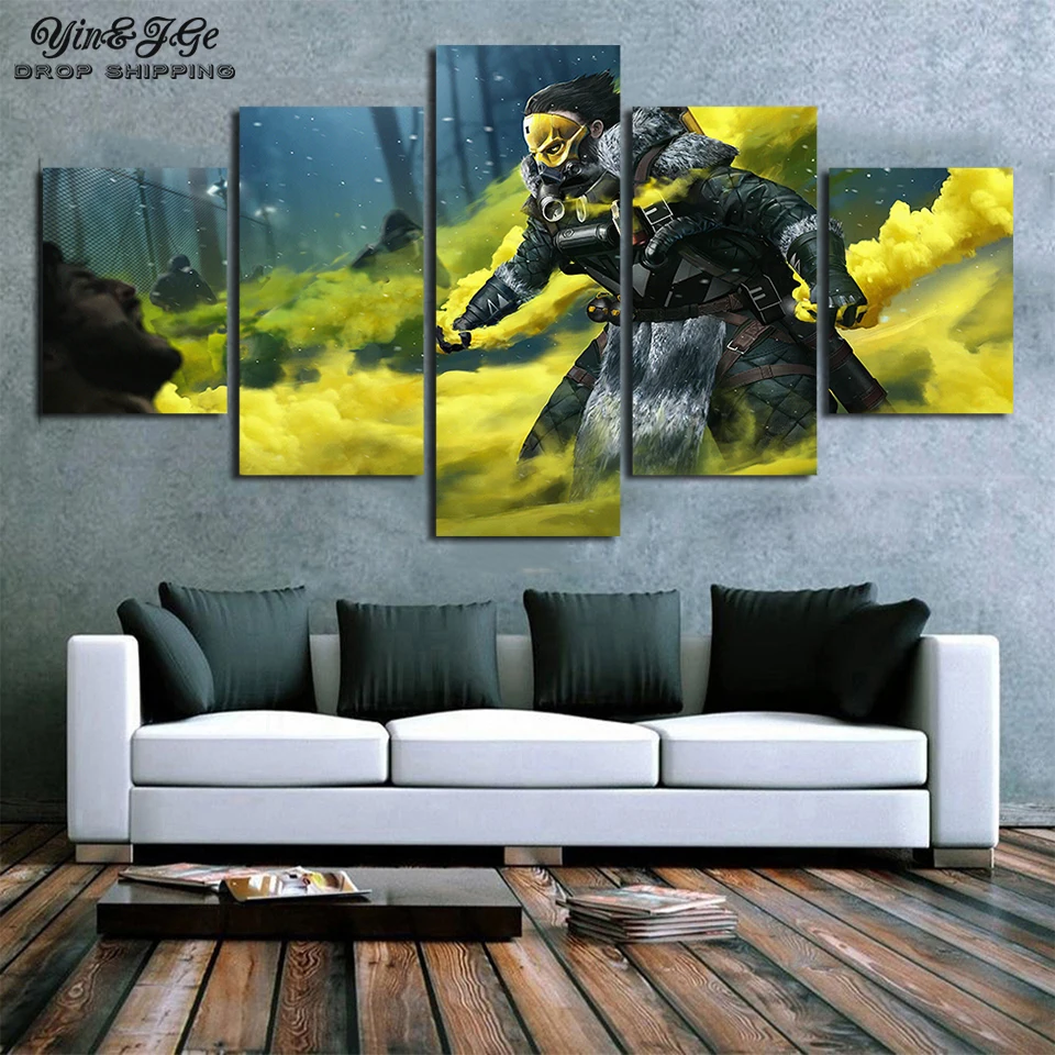 

Wall Modern Artwork 5 Set Hang Pictures Modular Video Game Canvas Painting Apex Legends Shooting Poster Prints Home Decoration