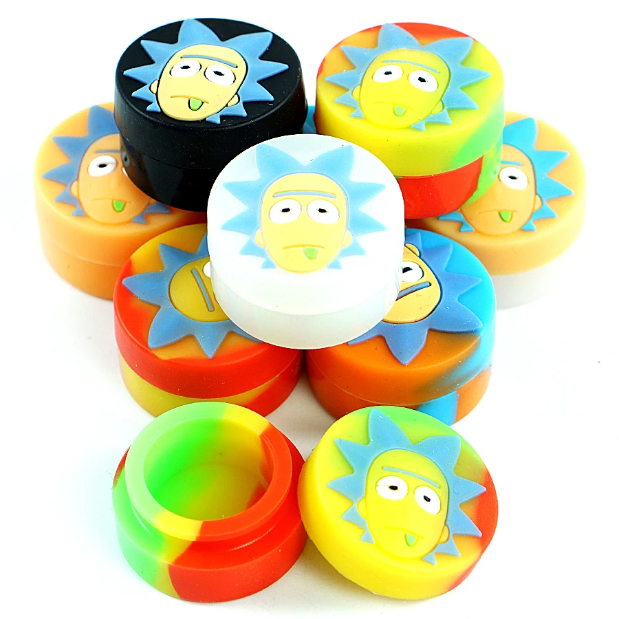 

50pcs 5ml Silicone wax Container Nonstick Oil Box dab jar with cartoon lid