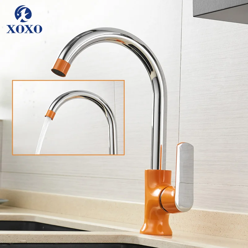 XOXO Kitchen Faucet Cold and Hot 360 Degree White Orange Green Fashion Style Water tap Rotation Torneira Cozinha Mixer 20021-1R