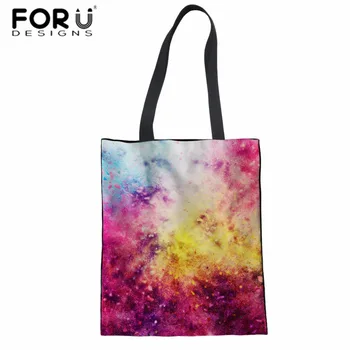 

FORUDESIGNS Women Shoulder Bag Colorful Print Canvas Tote Bag for Shopping Teenager Girls Top-handle Bag Fashion Travel Mochila