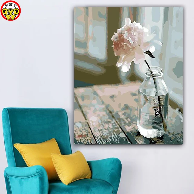 

painting by numbers art paint by number Diy A waiting for the pollen tender youth new year gift decorative glass bottle flower